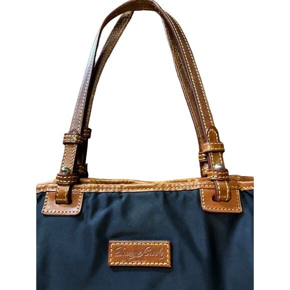 Dooney & Bourke navy blue tote bag shoppers handbag leather accents - Picture 7 of 9